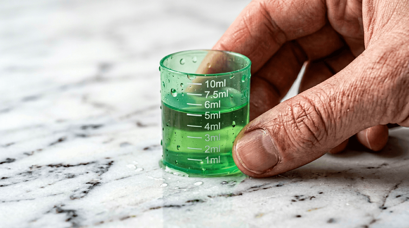 Cannabis Grow Dünger richtig dosieren – Messkappe mit 5ml Flüssigdünger