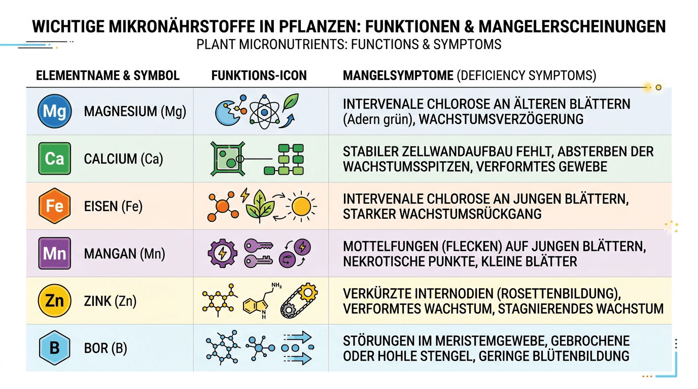 Cannabis Spurenelemente Tabelle – Nährstoffe und Mangelsymptome im Überblick