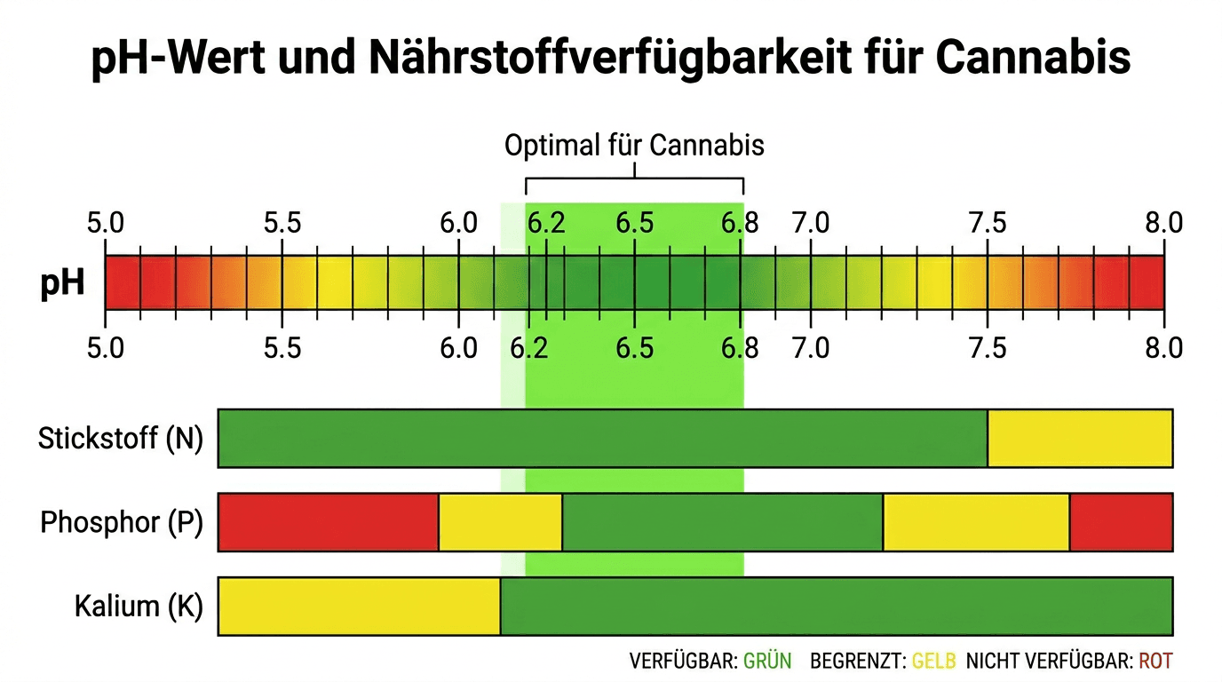 pH-Wert Tabelle Cannabis Indoor – Nährstoffverfügbarkeit nach pH-Bereich